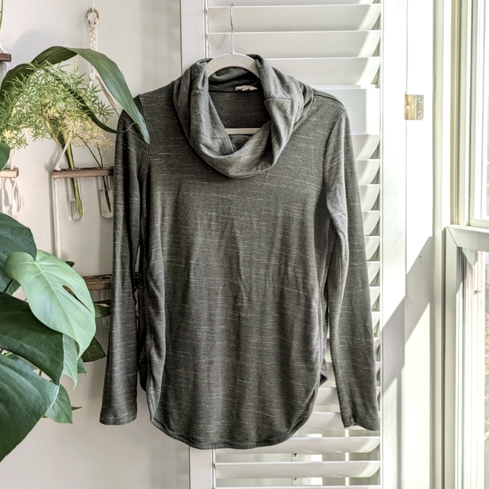 LOFT Outlet army green cowl neck top